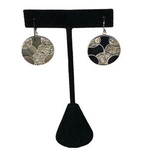 Reversible earrings silver & abalone one side sterling & onyx on the other